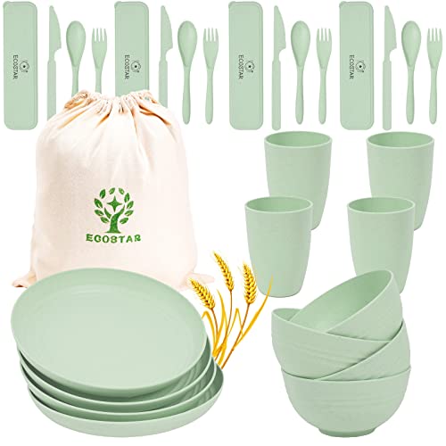 ECOSTAR Wheat Straw Dinnerware Sets 28Piece Unbreakable Dinnerware