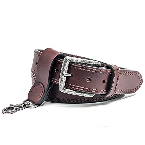 WInchester Concealed Carry Belt CCW, 14 Oz Full Grain Leather Tactical Gun Belt, 1 1 2 Inch Wide Brown + Keychain Ring
