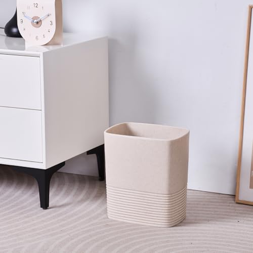 Image of Beige Sand Stone Small Bathroom Trash Can 2 Gal(7 Liter), Heavy Sturdy Small Kitchen Garbage Can,Living Room Bedroom Trash Can, Decorative Wastebasket for Home, Garden, Office, Perfect for Toilet Side