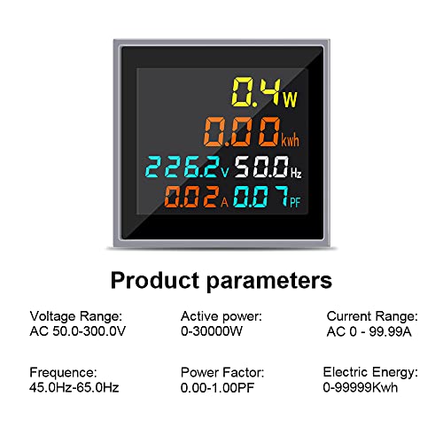 KETOTEK LCD Digitaler Voltmeter Amperemeter Mini Strom Monitor 6 in 1 AC 50.0-300.0V 100A Stromzähler Energiezähler 1 Phase Wechselstromzähler Wattmeter KWh Zähler mit CT