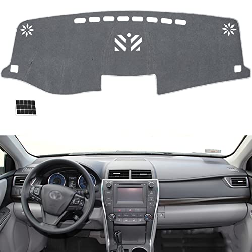 TUCAREST Dashboard Cover Fit for 2012 2013 2014 2015 2016 2017 Toyota Camry Flannel Nonslip Car Dash Board Mat Sunshade No-Glare and Slip Pad Carpet Sunshield Protector - Color Grey