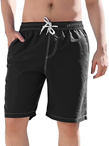 HAPTOO 9 inch Mens Swim Trunks with Liner Quick Dry Swim Shorts Bathing Suits for Men Swimwear with White Seam M