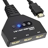 HDMI Switch 3 in 1 Out, 4K@60hz HDMI Splitter, 3 Way HDMI Switcher Supports Full HDCP2.2 1080P 3D Compatible with Roku Fire TV Stick HDTV PS4/PS5 Xbox One Chromecast, Compatible with Mac/Win/Linux