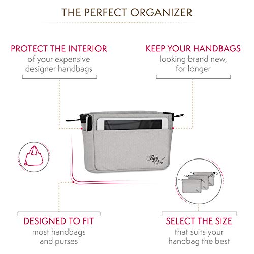 Bag-A-Vie Deluxe Handbag Organizer | Bag Shaper Insert | Five Outer & Inner Pockets | Medi (11 X 7 X 4) #TOP1