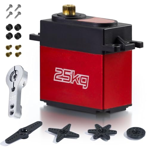 JUN-ELECTRON Servo Motor 25KG, RC Digital Servo, high Torque RC Servo for Upgrades, 1/10 Micro servo Metal Gear Steering Servo for RC Car RC Robot...