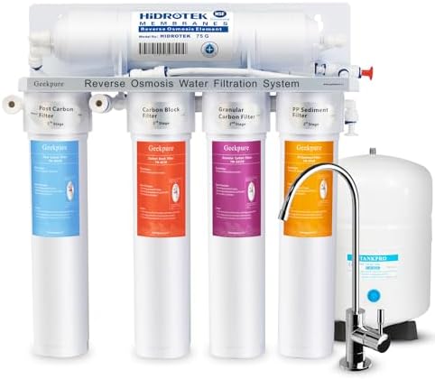 Geekpure 5 Stage Reverse Osmosis Drinking Water Filter System 75 GPD - with Quick Change Twist Filters
