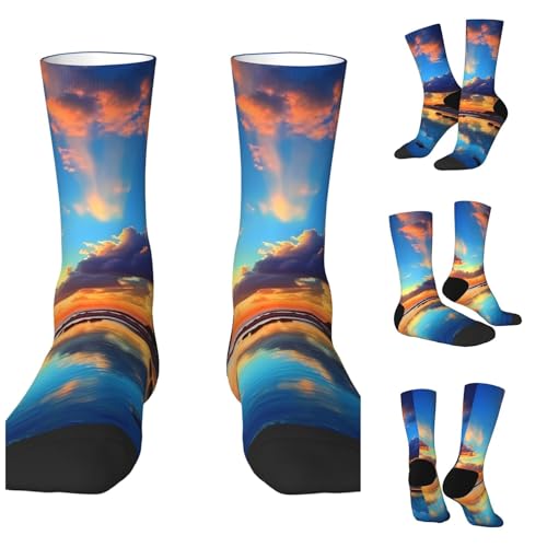 LZQPOEAS Sunset Athletic Socks Unisex Cushioned Crew Socks Hiking Running Calf Sock Soft Above Ankle Sock