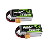 【Produkt】: OVONIC 2 Pack 14.8V 1550mAh 100C 4S LiPo Akku Pack mit XT60 Stecker für FPV Racing RC Quadcopter Hubschrauber Flugzeug Multi-Motor Hobby DIY Teile.