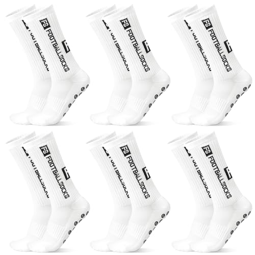 Football socks white football socks 6 pairs grip socks football 38-45 size football socks for men women stopper socks