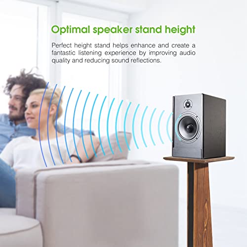 J Jackcube Design Solid Wood Speaker Stand, Surround Sound Shelf, Holds 22Lbs Home Theater Universal Bookshelf Speaker Stand, Satellite And Audio Speakers (Set Of 2) - Mk724A #TOP4