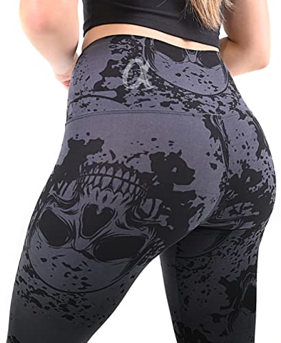Comfy Forever Black Skulls Regular Plus Size Leggings Full Length Brushed Printed Leggings For Women #TOP5