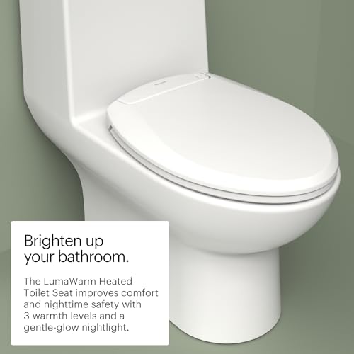 Image of Brondell L60-EW LumaWarm Heated Nightlight Elongated Toilet Seat, White