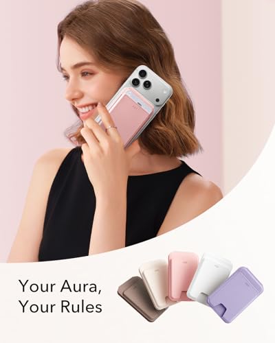 Image of ESR Upgraded Aura for MagSafe Wallet, 5 Card Holder with Adjustable Stand, Magnetic Wallet for iPhone 17e /17 /16 /15 /14 /13 /12 Series, Not for iPhone 13 /12 Mini, Vegan Leather, Pink