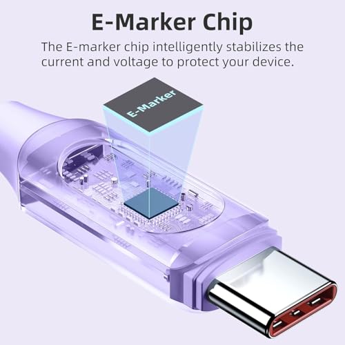 Image of iFAST Digital Display 100W Type-C to Type-C Fast Charging Data Cable | 480Mbps Data Transfer Speed | Compatible With MacBook, iPad, Galaxy, Pixel, Switch (1 Metre, Silicon, Purple)