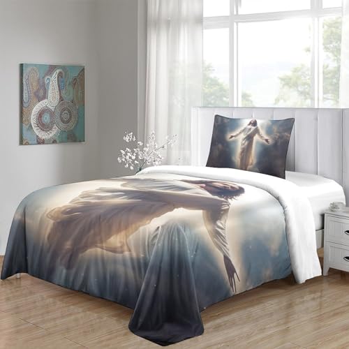 Parure de lit Jésus 3 pièces avec housse de couette zippée idée cadeau