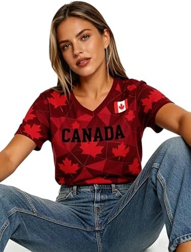 MEESHEEP Canada Shirt Women 2026 World Soccer Fans T-Shirts Football Jersey Canadian National Day Tees - 2