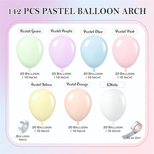 Image of Balloon Decoration Kit - 142 Pcs Pastel Balloons for Birthday, Weddings, Anniversary & New Year Events Garland Set | Birthday Decoration Items for Kids & Adults