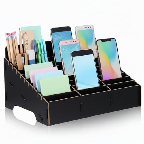 SOIMISS Handygarage Schule mit 30 Fächer + 30 Fächer Handy Aufbewahrung, Holz handy aufbewahrungsbox, Praktische handyaufbewahrung für Klassenzimmer, Büro, Schule, Schulungen & Seminare Organizer