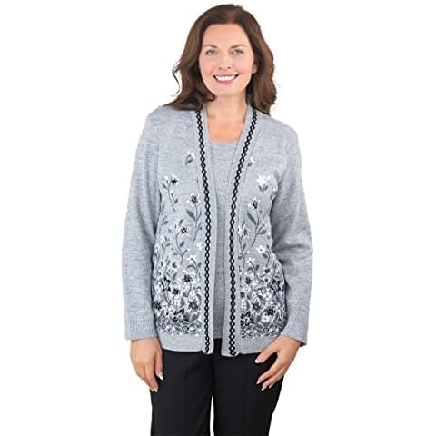 Fashion Friendly Grey Twin-Set Cardigan for Ladies Cover