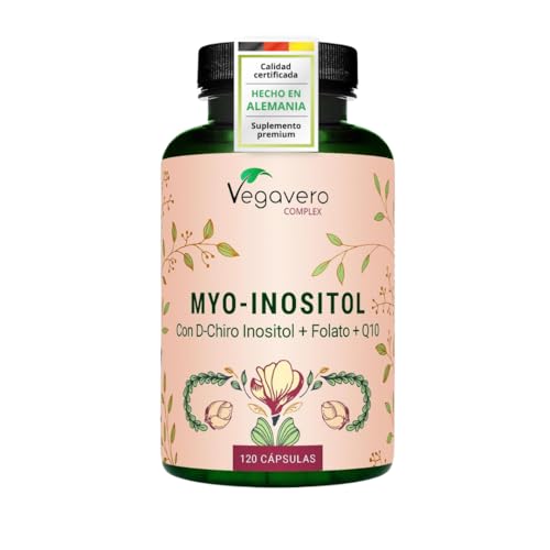 Vegavero Myo Inositol | PCOS | Con D-Chiro + 5-MTHF + Vitaminas | OVARIOS POLIQUÍSTICO | Sin Aditivos | 120 Cápsulas
