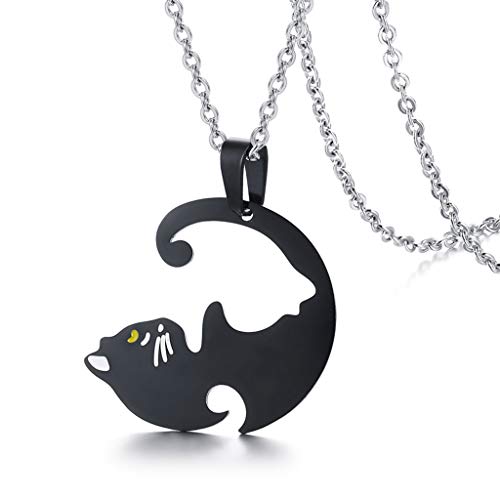 gazechimp 2pcs Aço Inoxidável Dele E Dela Yin Yang Colar De Pingente De Gato De Estimação