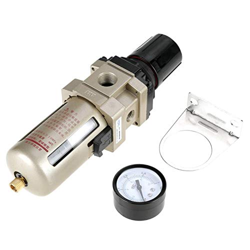 TopHomer Compressed Air Filter Regulator Combo Piggyback Drying System Air Pressure Regulator Combo Air Filter Regulator Kit Lubricator with Gauge for Compressor and Air Tools