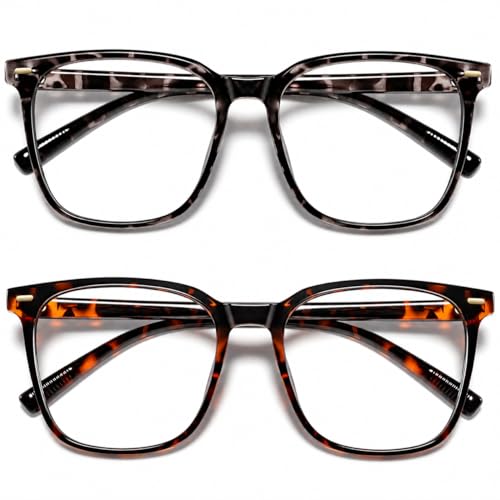Image of Oversized Square Blue Light Blocking Glasses for Women Men, Anti-Fatigue Computer Monitor Glasses Reduce Eye Strain