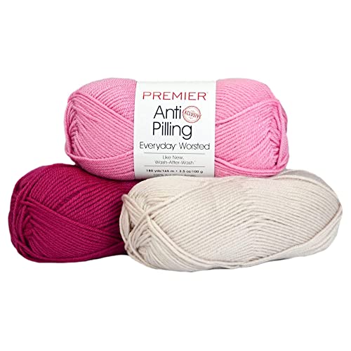 Premier Yarns Anti-Pilling Everyday Worsted Yarn, Soft Acrylic Yarn, Ideal Yarn For Crocheting And Knitting, Machine Washable, 180 Yds, Linen #TOP4