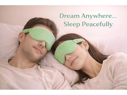 Image of Eye Sleep Mask for Men & Women, Soft Light Blocking Mask with Adjustable Strap, Falalin Non-Woven Cotton Fabric, Comfortable Travel Eye Cover for Home, Flight, Relaxation (Pastle green)