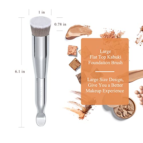 Flat Top Kabuki Foundation Brush Texamo Spoon Dual-Ended Angled Foundation Makeup Brush Concealer Brush Premium Face Brush, Blending Powder Cream Buffing Stippling With Box #TOP2