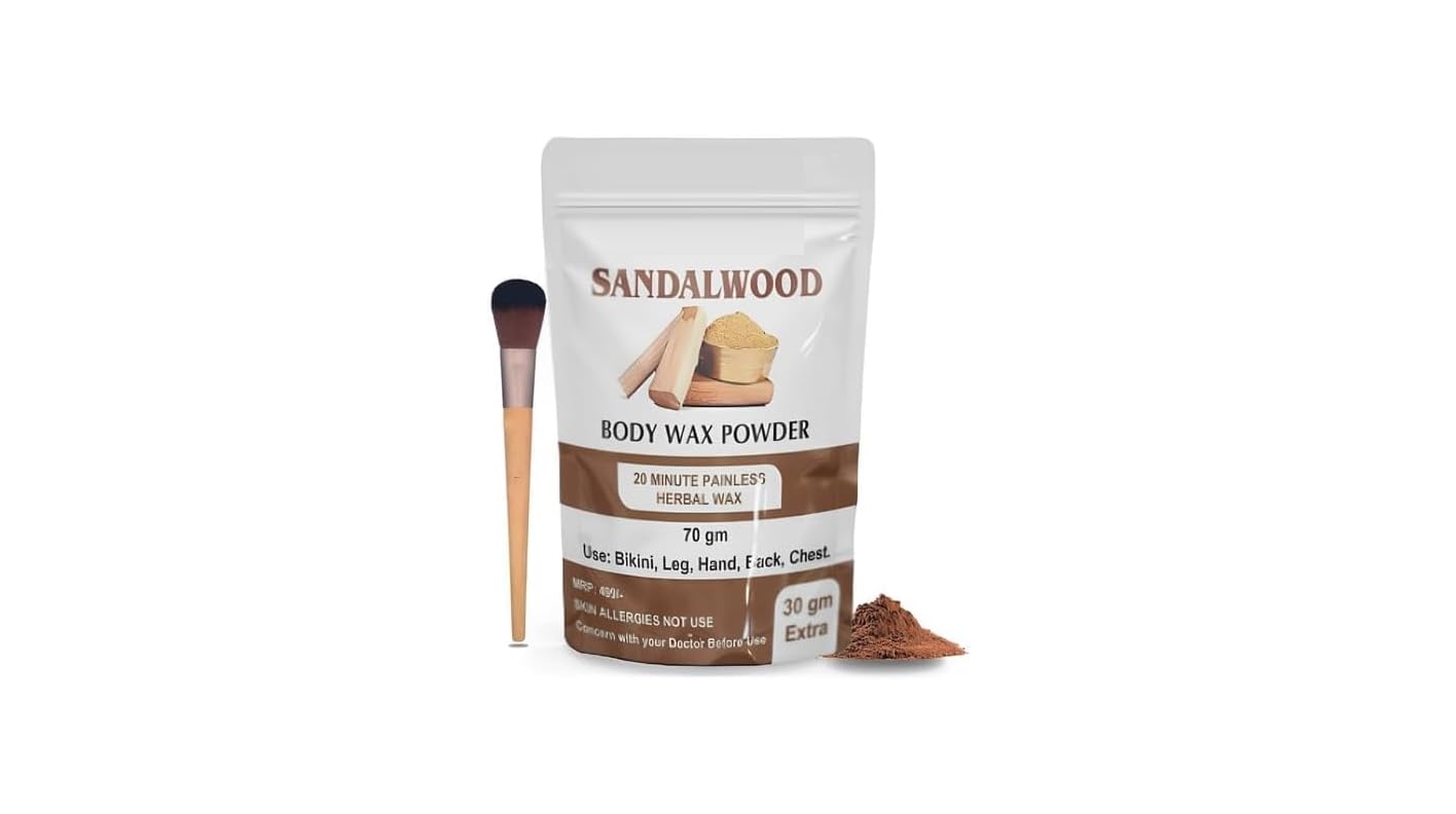 KL Women Body Wax Powder – 10 Minutes Herbal Chandan Hair Removal Wax Powder | Easy to Use at Home | No Chemicals – No Irritation, No Skin Rashes for Women and Girls (100g)