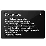 Son Gifts from Mom Dad - Engraved Metal Wallet Inserts - Best Love Note Cards Gift Ideas for Him Son...