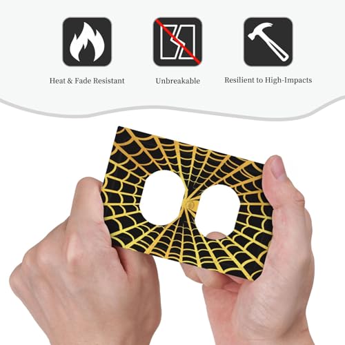 Decorative Outlet Covers Black Background with Golden Spiderweb Spider 1 Gang Duplex Light Switch Cover Plate Unique Wall Plate Electrical Switch Plate Covers for Bedroom Home Decor
