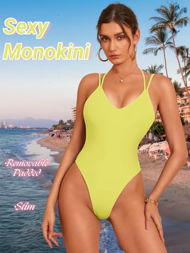 Image of ShawGobow Sexy Swimsuit for Women,Backless Scrunch Butt High Cut Monokini,One Piece Cheeky Bathing Suit Beach Pool Party