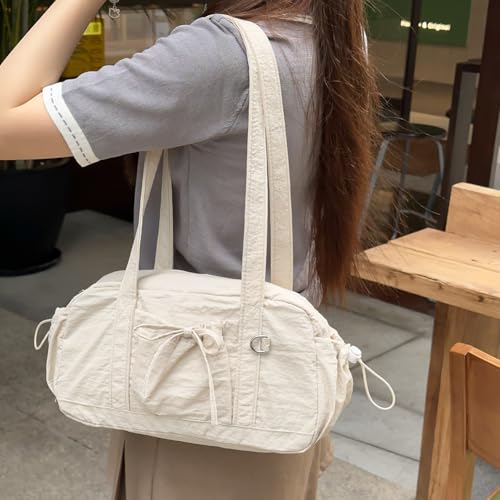 Women Stylish Nylon Handbag Solid Color Shoulder Bag Large Capacity Bowknot Armpit Bag Travel Dating Shopping Bag2
