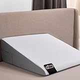 GORILLA GRIP Bed Wedge Pillow for Sleeping, Soft Dual Layer Memory Foam, Stay in Place Dots, Breathable, Ergonomic Headboard Triangle Sleep Support, Reading Elevation Anti Snoring, 7.5in White Gray