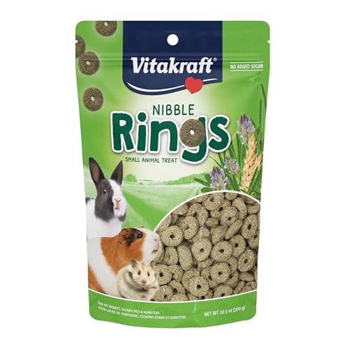 Vitakraft Nibble Rings Small Animal Treat, 10.6 oz Healthy Crunchy Snack for Rabbits, Guinea Pigs,...