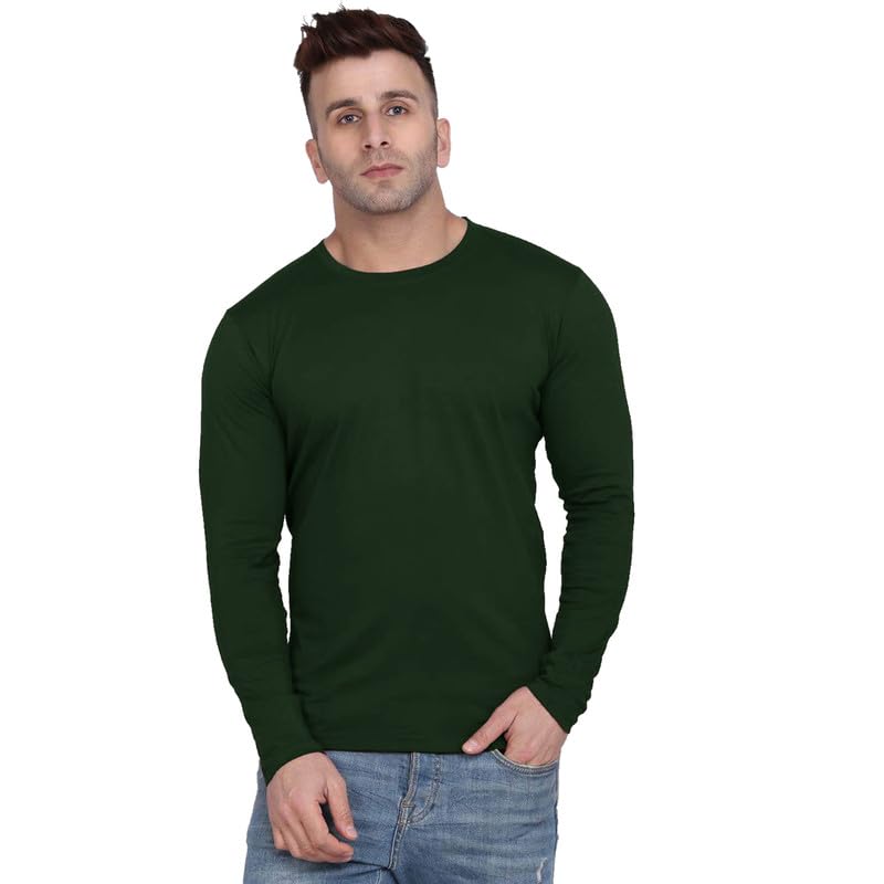 Image of LAZYCHUNKS Men's Cotton Full Sleeve T-Shirt | Round Neck Men's Tshirt