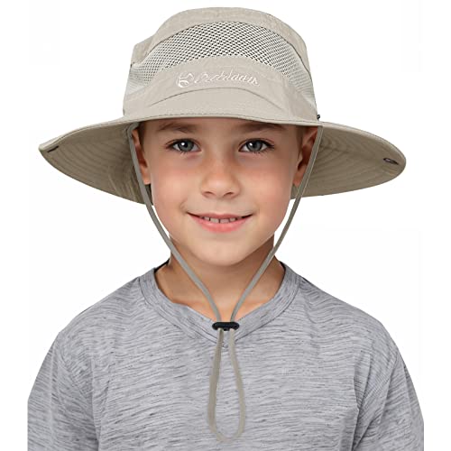 Kids Sun Hat For Girls Boys Outdoor Breathable Sun Protection Upf 50+ Cap Wide Brim Summer Beach Bucket Hat Toddler Baby Kids Safari Fishing Hat Light Beige 5-13 T #TOP5