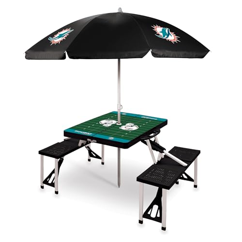 Image of PICNIC TIME NFL Picnic Table Portable Folding Table with Seats and Umbrella