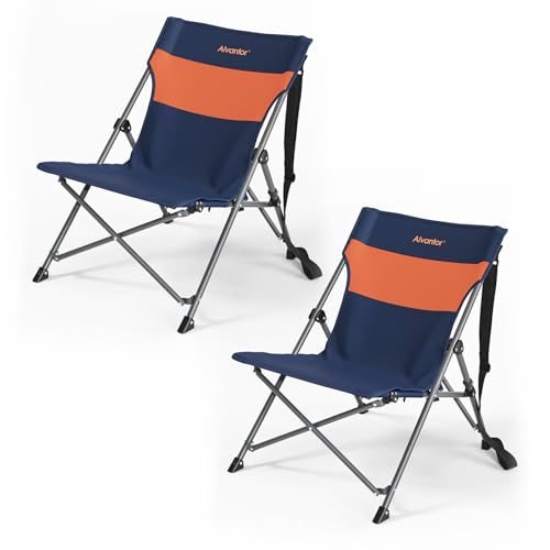 Alvantor® Camping Chair 2 Pack, High Back Folding Beach Chair Breathable for Outdoor, Ergonomic Backrest, Easy Use Portable Lawn Chair Seat for Travel, Sports Events, 20"x28"x28"