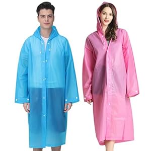 Rain Ponchos Raincoats for Adults Women Men, Reusable 2 Pack Rain Jacket Coats with Hood for Family Disney Camping Hiking