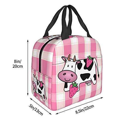 Cow Lunch Bag Insulated Fit Cute Lunch Tote Bag Funny Reusable Pink Lunch Box Adult Men Women Lunch Bags For Work Office Picnic Travel #TOP2