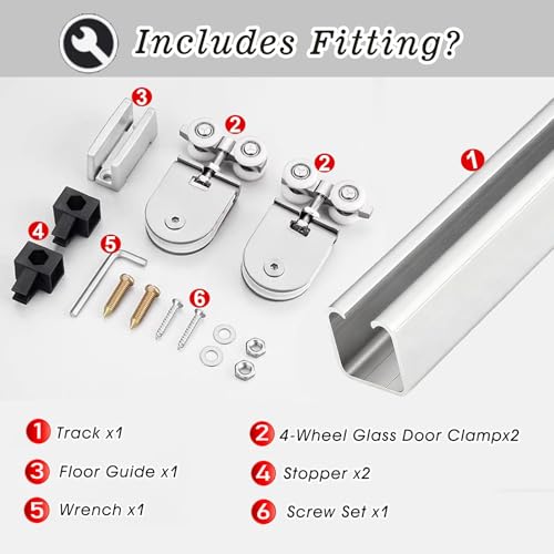 Heavy Duty Pocket Door Sliding Door Track, Box Rail Barn Door Hardware Sliding Track con 4 Ruedas para Baño Oficina Gabinete, Rieles para Puertas Corredizas B 110cm (43 2/7'') miniatura 6