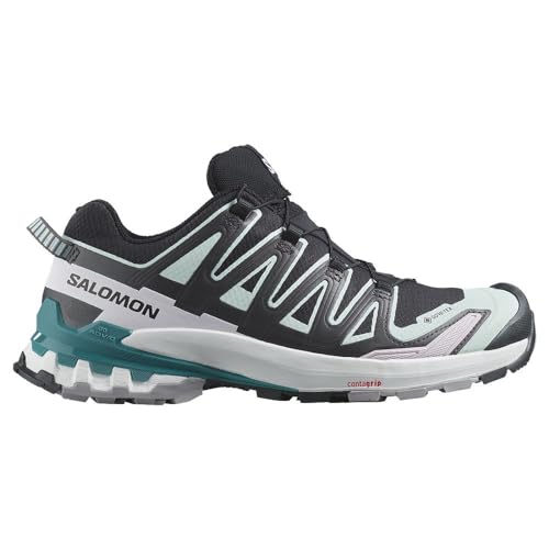 Salomon Women's XA Pro 3D V9 Gore-TEX Sneaker, Black/Bleached Aqua/Harbor Blue, 10
