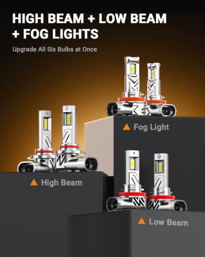 Image of SEALIGHT Fit for Toyota Camry 2007-2014 Light Bulbs, 9005 /HB3 + H11 + H11 Fog Lights LED Combo, 180000LM 6500K Cool White, 1200% Brighter, Premium Cooling System, Plug and Play, Pack of 6