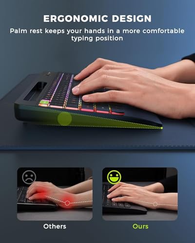 Combo de teclado y ratón inalámbricos con iluminación de colores para PC 3