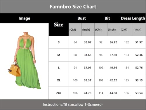Image of Famnbro Womens Sexy Summer Dress Halter Neck Sleeveless Tie Back Boho Resort Maxi Dresses 2026 Beach Vacation Outfits