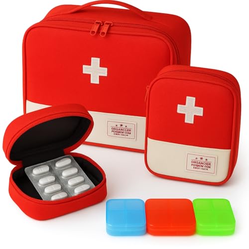 mitudei Botiquin Viaje,4Pcs Bolsa Botiquin Vacia, Primeros Auxilios Portátil, Kit de Primeros Auxilios,para Hogar,Oficina,Viajes,Camping Gran Capacidad Bolsa de Primeros Auxilios