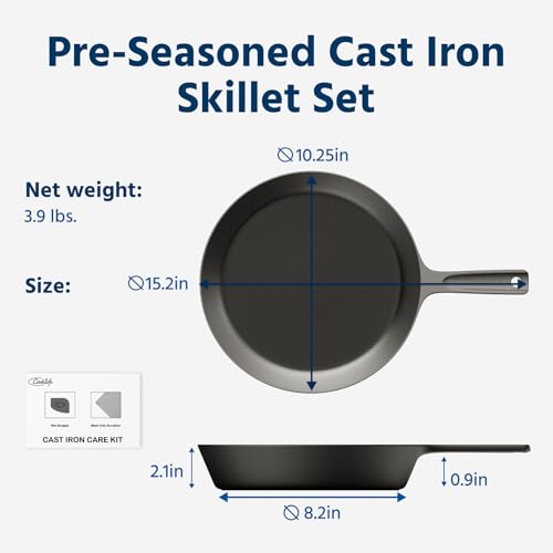 Image of COOKLIFE 10 Inch Lightweight Pre-Seasoned Cast Iron Skillet, Smooth Fry Pan | Non-Stick Polished Skillet Use with an Oven, Stove, Grill, or Campfire, Handcrafted, PFAS-Free, Non-Toxic, Easy to Clean